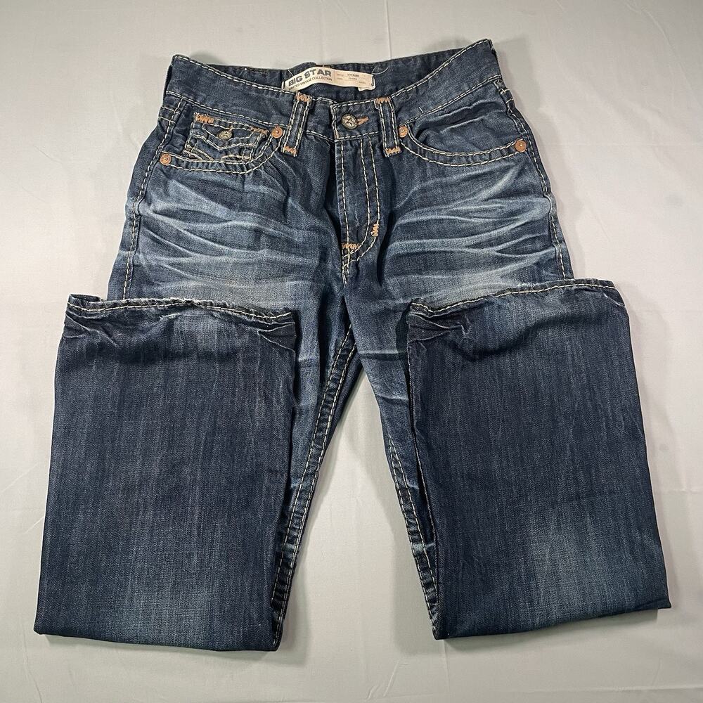Big Star Jeans voyager loose 001974 denim distressed straight leg men's 34 Reg